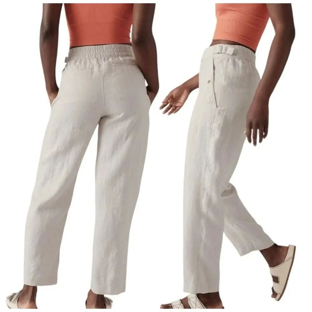 Athleta Voyager Linen Pants. 12. Oatmeal. NWOT beachy summer
